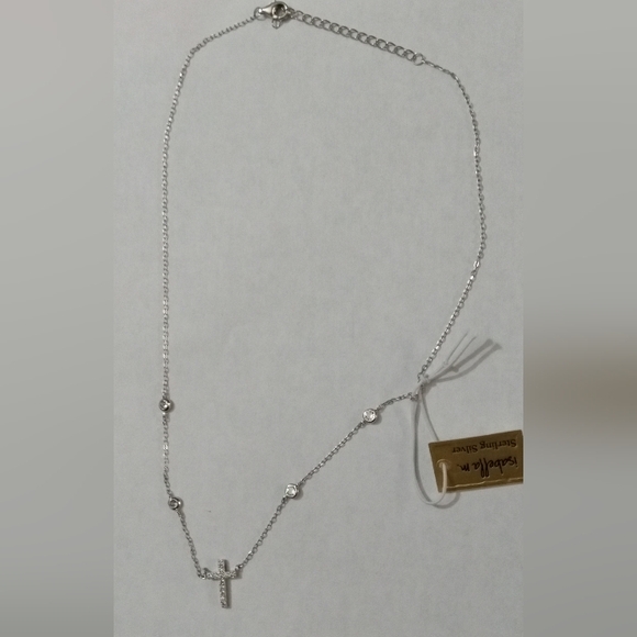 Isabella M. Sterling Silver & Bezel CZ Cross Necklace & Pendant Set - Picture 4 of 15